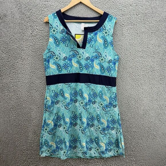 Mazu Swim Women's Dress Cover Up Paisley Blue/White V-Neck Pocket Plus Sz 1X NWT - Picture 1 of 6